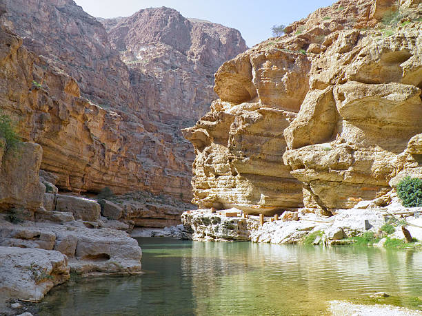 istock Wadi Shab with emerald green water 518660988