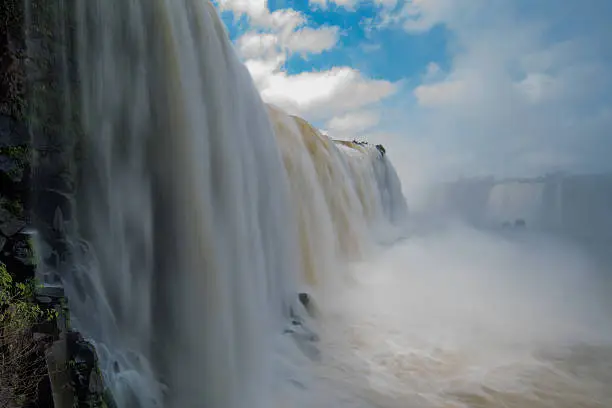 Creamy torrent of water at Iguazu Falls