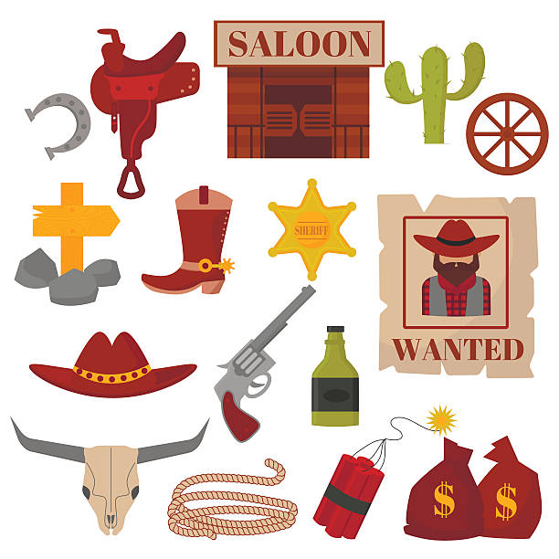 illustrazioni stock, clip art, cartoni animati e icone di tendenza di design vintage americano occidentale segno vecchio cowboy e grafica vettoriale - cowboy desire west poster