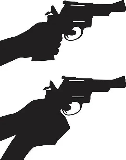 Vector illustration of Hand Gun Silhouettes