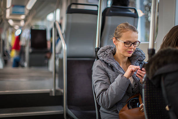istock Pretty, young woman on a tramway 518677068