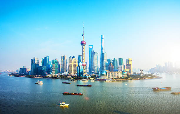 istock Shanghai skyline in sunny day 518678052