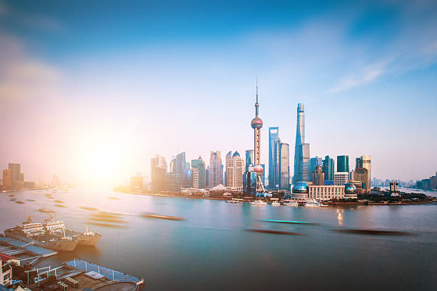 istock Shanghai skyline in sunny day 518678194