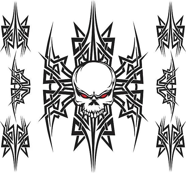 Vector illustration of skull triball set design