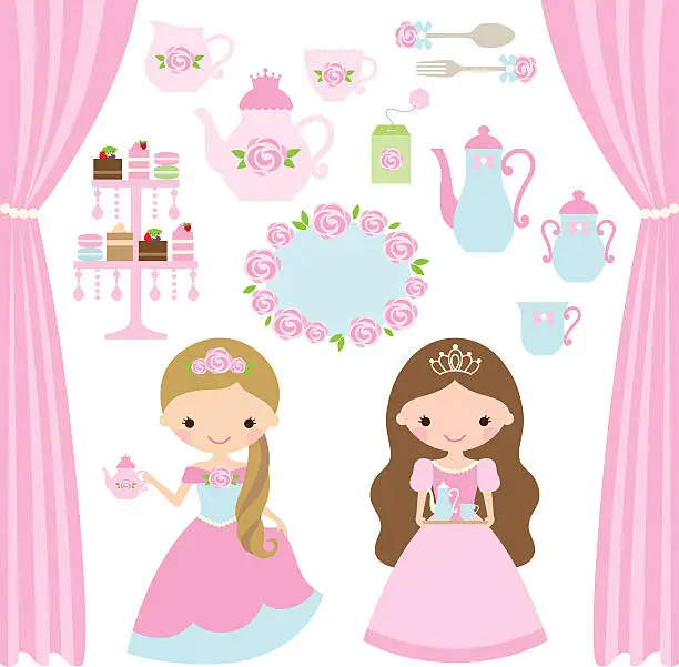 Vector illustration of Rose Princess Tea Party