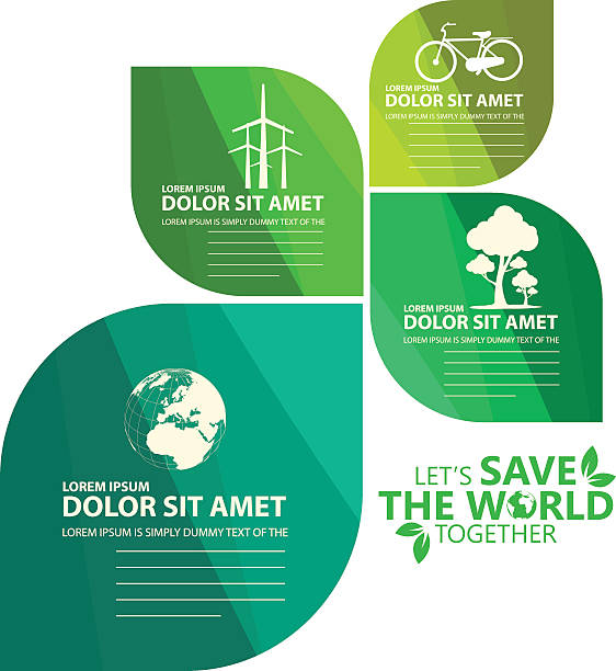녹색 인포그래픽 - environmental conservation tree leaf green stock illustrations