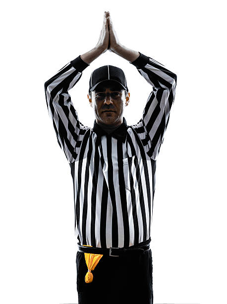 american football referee gestures safety silhouette american football referee gestures safety in silhouette on white background safety american football player stock pictures, royalty-free photos & images