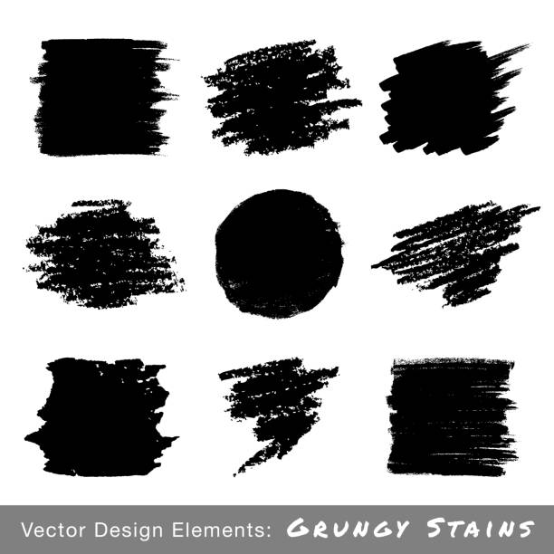 zestaw ręcznie rysowane grunge tła. - brush stroke paint circle textured stock illustrations