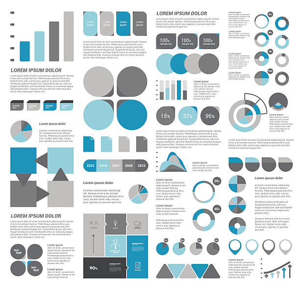 sammlung flache infografiken elemente. farbenfrohe set vorlage. - plan letter d abstract simplicity stock-grafiken, -clipart, -cartoons und -symbole