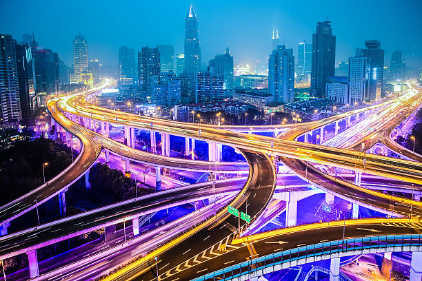 istock Shanghai highway with moving cars 518680320