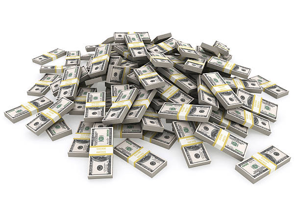 istock Stack of 100 dollars USA on white background. 518680413