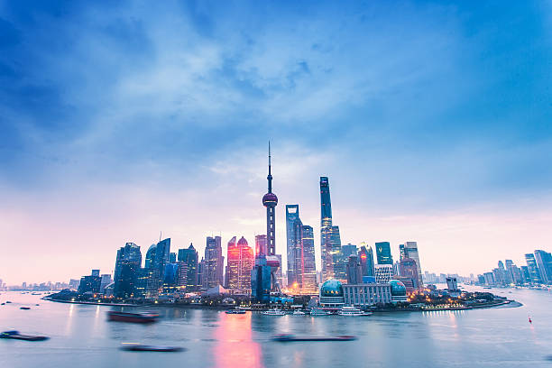istock Shanghai skyline night view on Pudong New Area 518682072