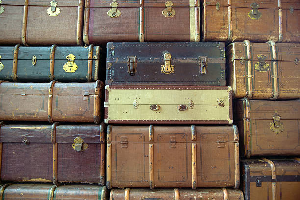 istock Wall of the retro suitcases 518682137