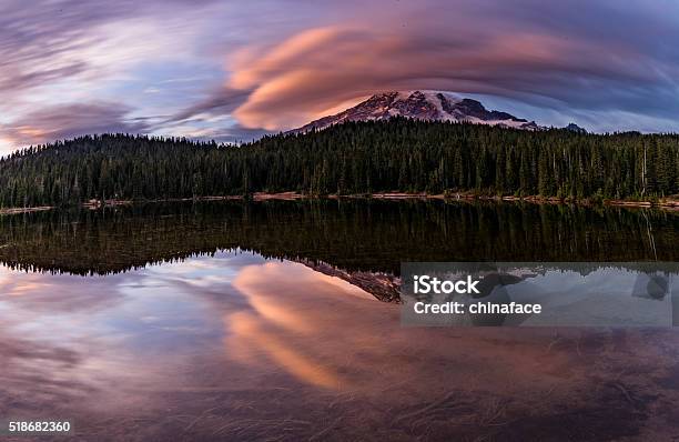 Reflection Lake Of Mtrainier Stock Photo - Download Image Now - Adventure, Beauty In Nature, Cloud - Sky