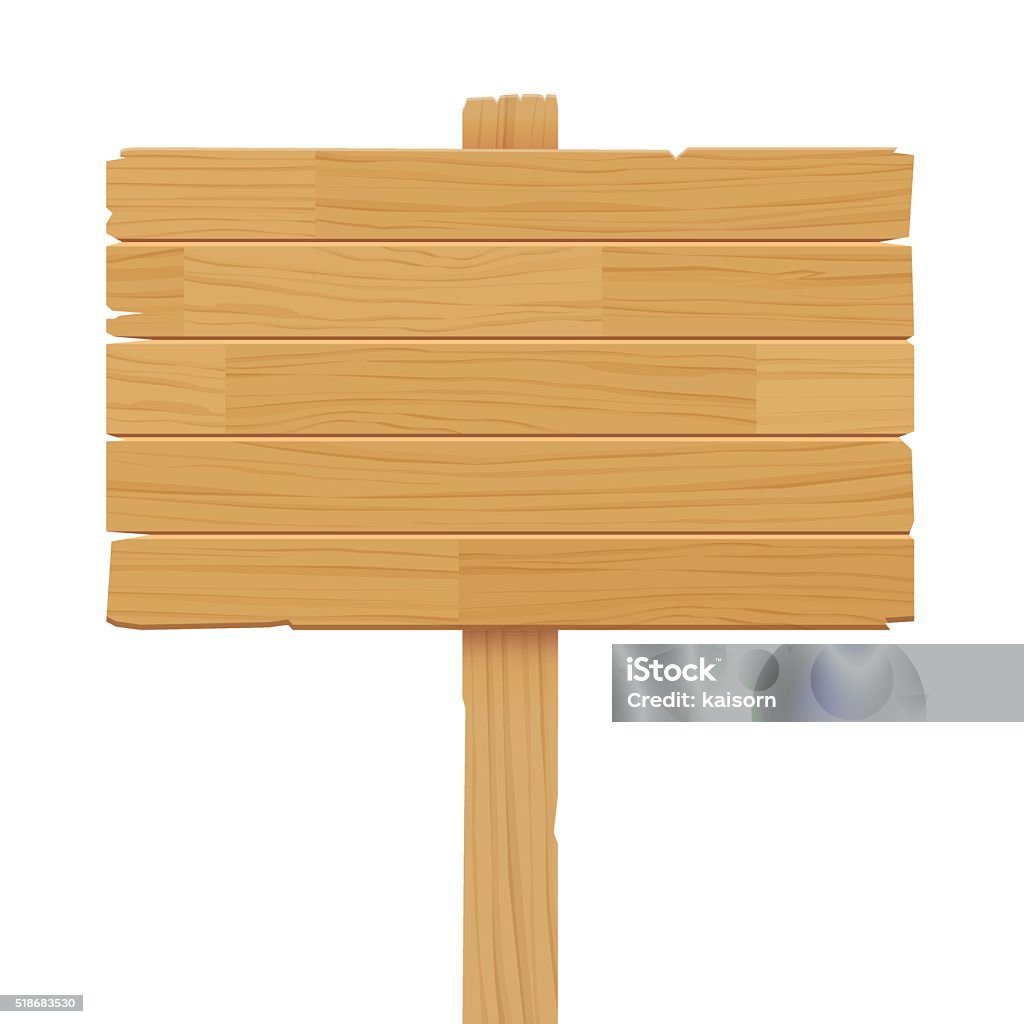 ベクトル木製のサインに隔てられた白の背景 - 木製のロイヤリティフリーベクトルアート