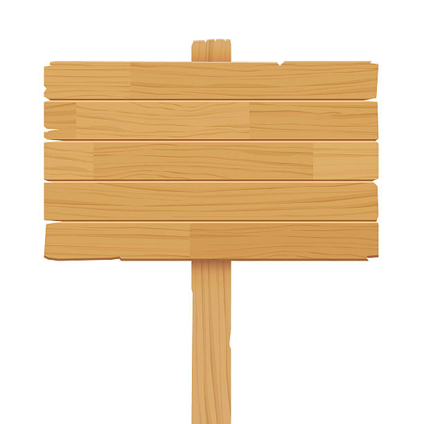 벡터 압살했다 팻말 고립 흰색 배경 - sign wood road sign directional sign stock illustrations