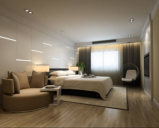 モダンなスタイルの内装のベッドルーム - bedroom authority bed contemporary ストックフォトと画像