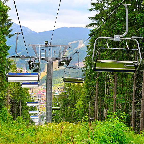 A ski lift in the mountains