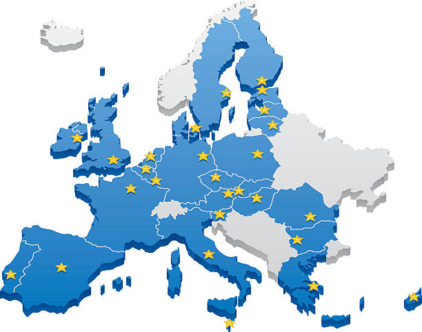 European Union Map Map of the European Union. Capitals and borders can be easily removed in the vector file. europe map white stock illustrations