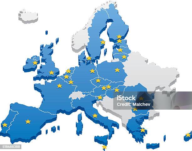 European Union Map Stock Illustration - Download Image Now - Map, Europe, European Union