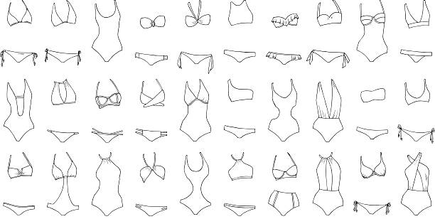 수영복 - bikini bikini top swimwear isolated stock illustrations