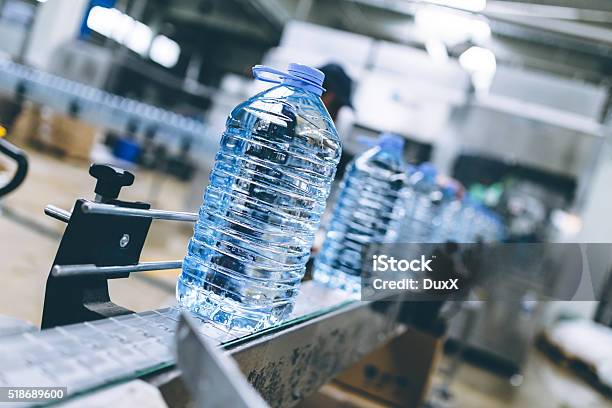 Fresh Water Bottling Factory Interior Stock Photo - Download Image Now - Activity, Automatic, Bottle