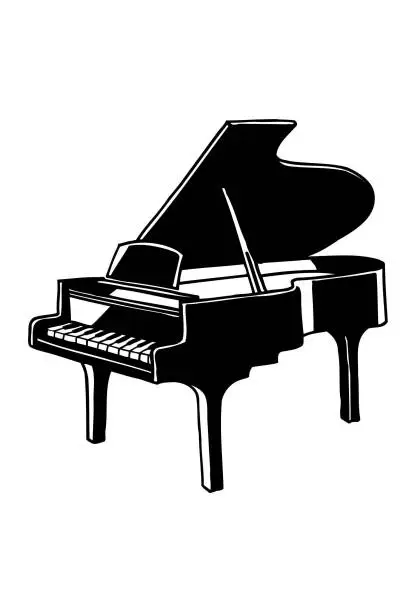 Vector illustration of Grand Piano silhouette Vector Clipart