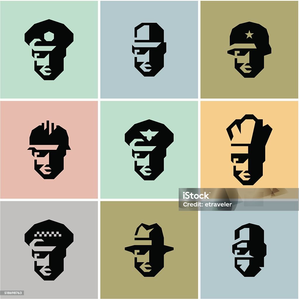 Professions. Occupations icons. Man professions. Workers. Occupations icons. Profile View stock vector