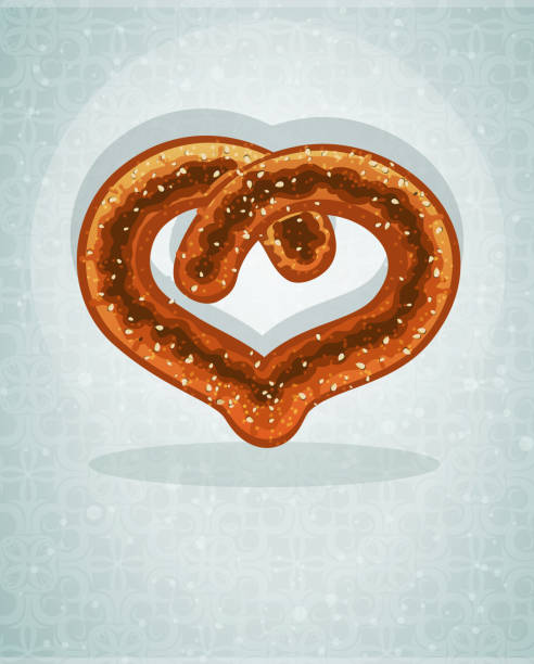 ilustraciones, imágenes clip art, dibujos animados e iconos de stock de alemán en forma de corazón pretzel - pretzel german culture food salt