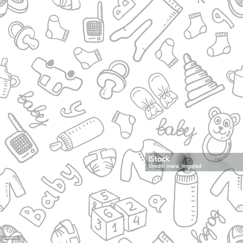 Vector baby seamless Vector doodle seamless pattern with baby items. Eps 10 Baby Monitor stock vector