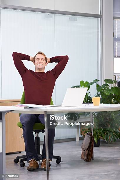 That Feeling You Get When You Beat A Deadline Stock Photo - Download Image Now - Men, Relaxation, Full Length