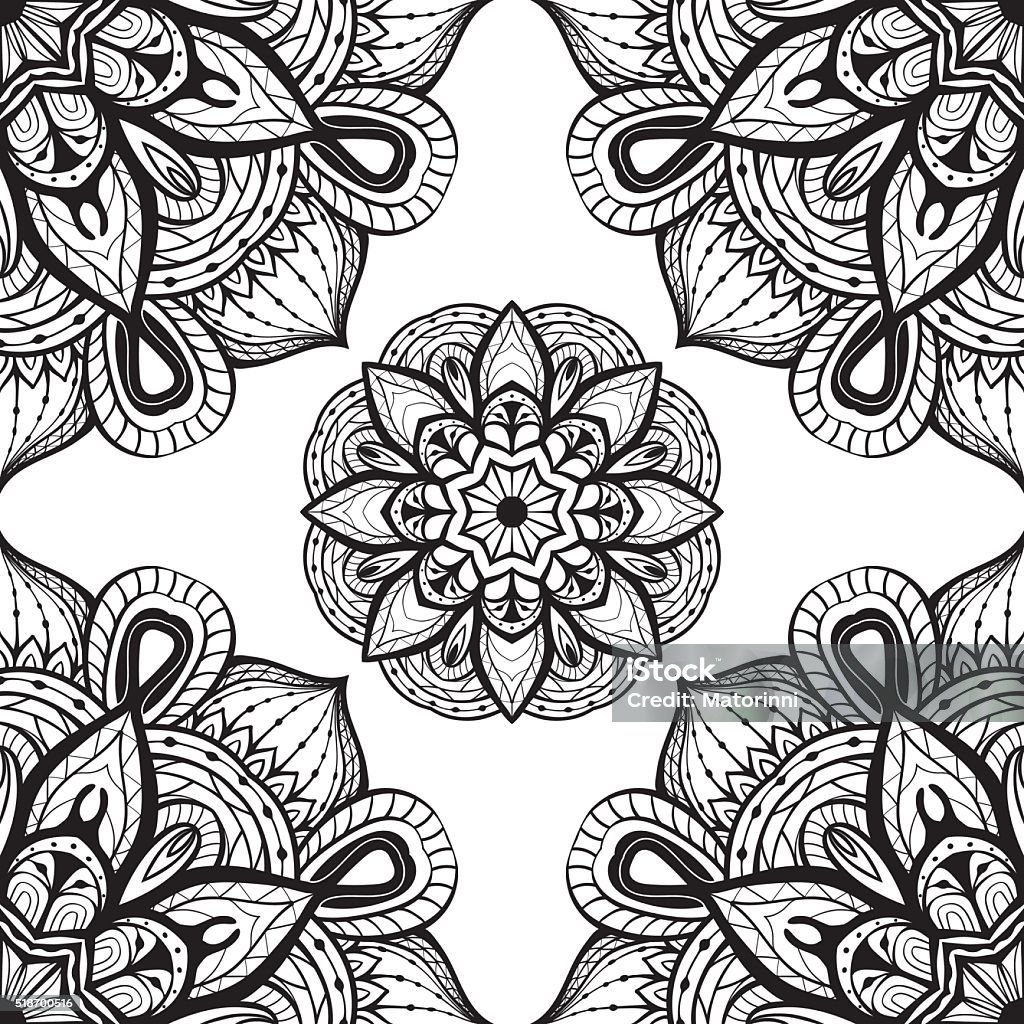 Simple black and white pattern. Simple black and white pattern of mandalas. Vector oriental ornament. Template for textiles, carpets, shawls and any surface. Abstract stock vector