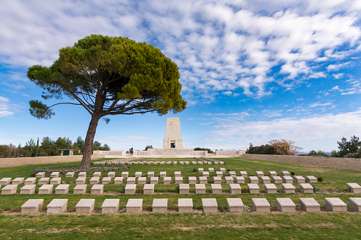 Gallipoli, Turkey - February 11, 2016 : Lone Pine Cemetery is a Commonwealth War Graves Commission cemetery. It is commemorate servicemen of the former British Empire killed in the campaign