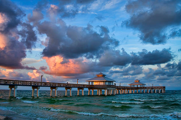 Fort Myers Beach Fishing Pier 4 Early morning at the pier. fort myers beach photos stock pictures, royalty-free photos & images