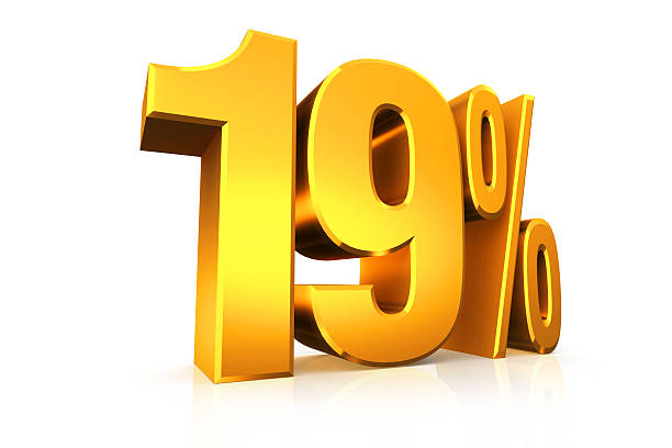 istock 3D render text in 19 percent in gold 518701741