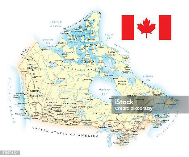Canada Detailed Map Illustration Stock Illustration - Download Image Now - Map, Canada, Rail Transportation