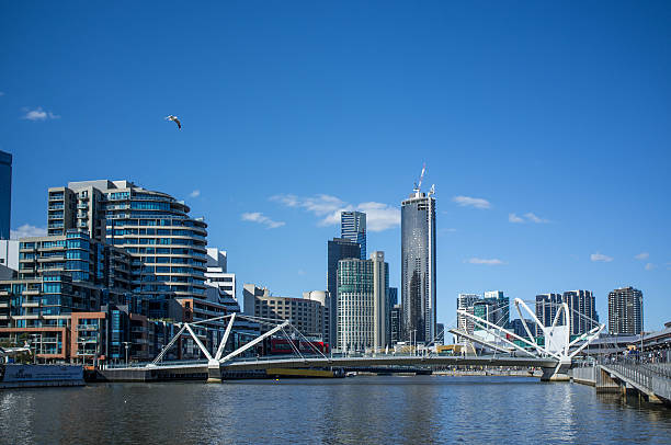 Seafarers Bridge over Yarra River in South Warf , Melbourne CBD.