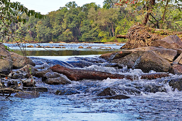 Catawba River on the Riverwalk Trail, Rock Hill, SC stock photo