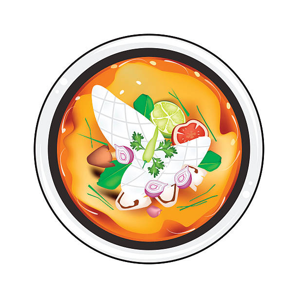 tajski tom mniam lub ostre i kwaśna zupa z kałamarnic - indochina soup flag national flag stock illustrations