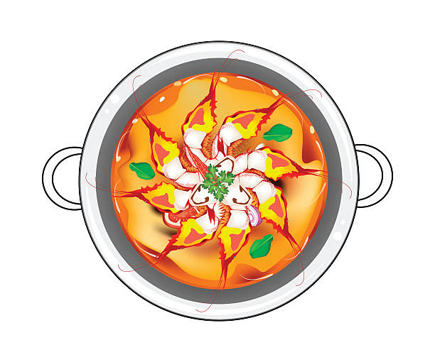 tom mniam goong lub tajska zupa z krewetki kwaśne - indochina soup flag national flag stock illustrations