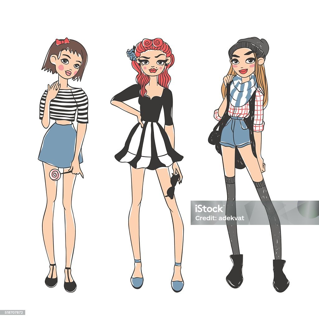 Fashion Girls Pure Beauty Colored Cartoon Sketch Flat Vector Illustration Stock Illustration - Download Image Now - iStock Fashion Girls Pure Beauty Colored Cartoon Sketch Flat Vector Illustration Stock Illustration - Download Image Now - iStock