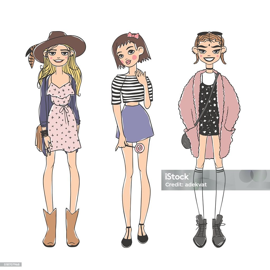 Fashion Girls Pure Beauty Colored Cartoon Sketch Flat Vector Illustration Stock Illustration - Download Image Now - iStock Fashion Girls Pure Beauty Colored Cartoon Sketch Flat Vector Illustration Stock Illustration - Download Image Now - iStock