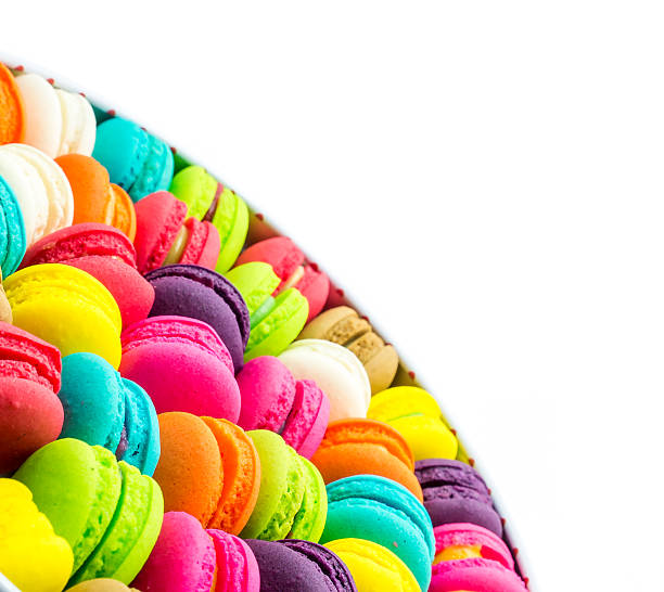 french sweet delicacy, macaroons variety closeup.