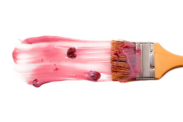 paint brush and dab of cherry yogurt