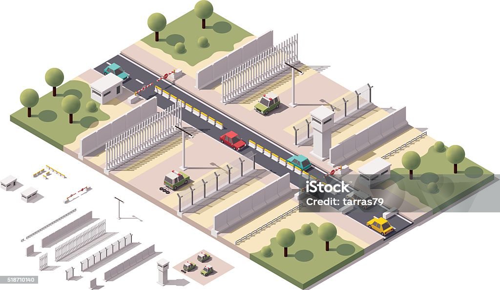 Border Checkpoint Railing Vector Isometric Border Checkpoint Stock Illustration - Download Image ...