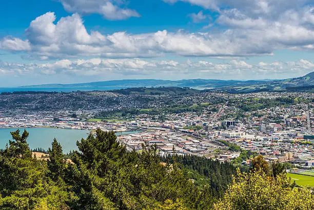 Photo of Dunedin seen from the peak of Signal Hill, New Zealand