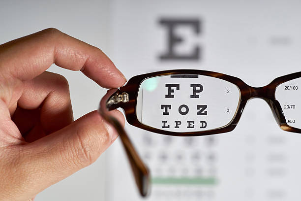 lunettes de vue - examen ophtalmologique photos et images de collection