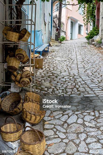 Street Of Agiassos Stock Photo - Download Image Now - Lesbos, Bazaar Market, Basket