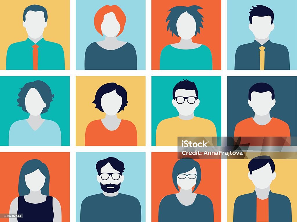 Avatars - Characters Collection of characters - avatars in flat design style. Can be used for social networking. Profile View stock vector