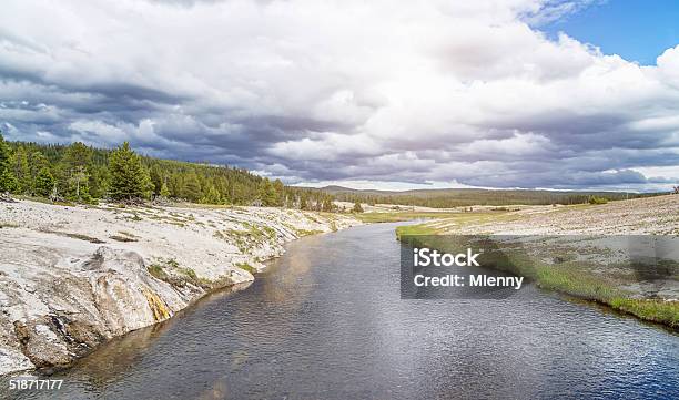 Yellowstone River National Park Landscape Stock Photo - Download Image Now - River, Wyoming, Cloud - Sky